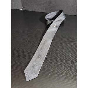vintage Mens Tie 100 Percent Rayon Textured Silver Formal Business Accessory
